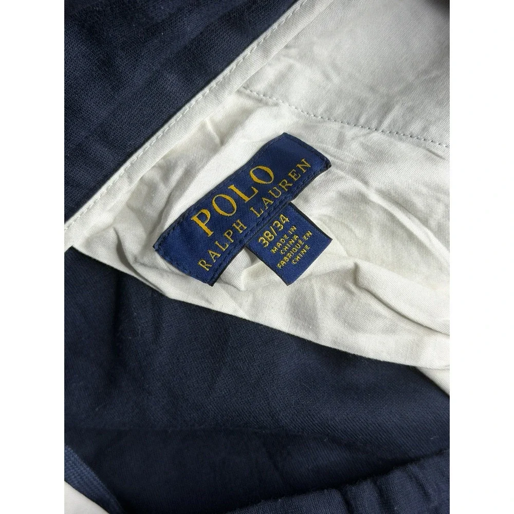 Polo Ralph Lauren Pleated Double Knit Trousers Mens 38x34 Blue Drawstring Pants